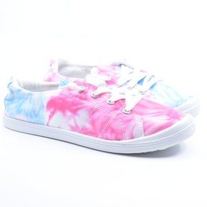 White Pink Blue Tie Dye Comfortable Lace Sneakers